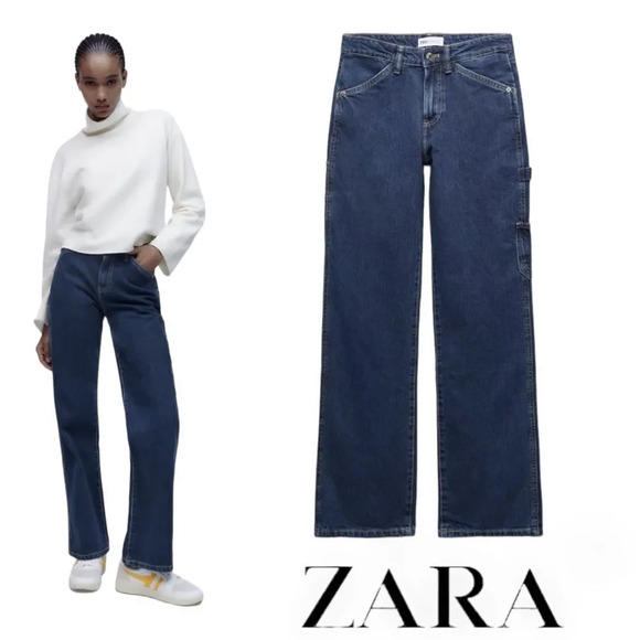 ZARA | Blue | UTILITY TRF JEANS - Picture 1 of 12